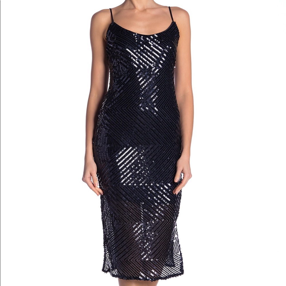 # Gorgeous Bebe Chevron Flirting Sequins Dress